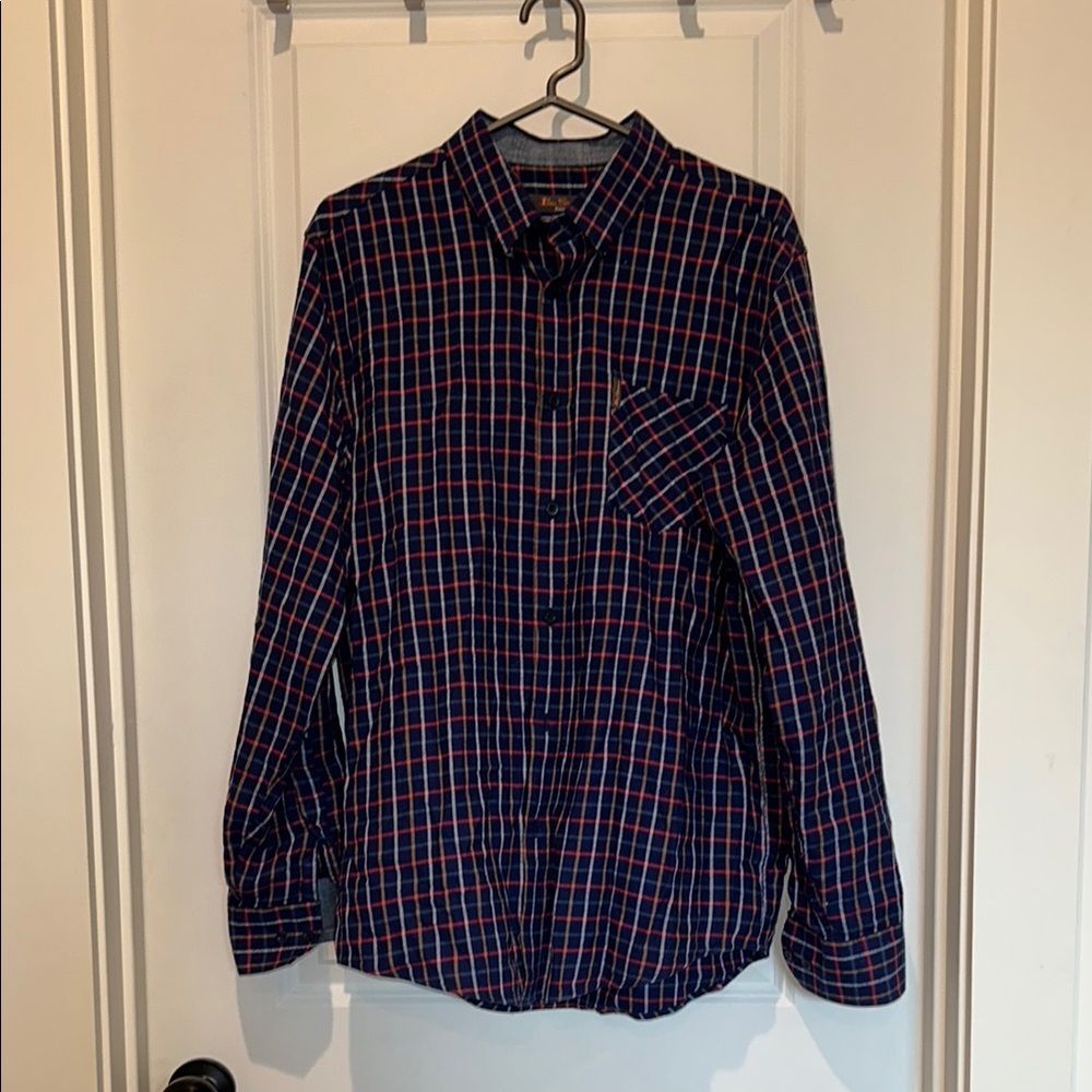 Ben Sherman Navy and Red Plaid Shirt